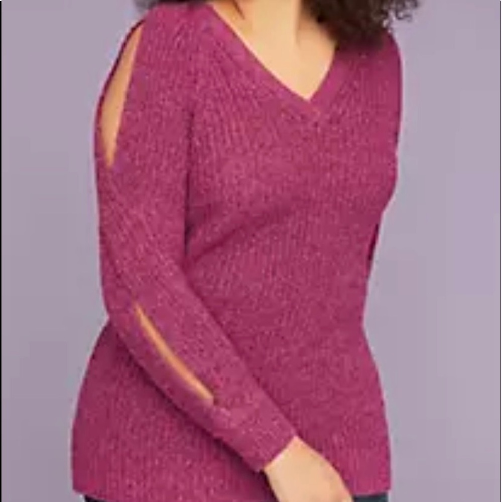 Lane Bryant purple slit-sleeve sweater, 22/24